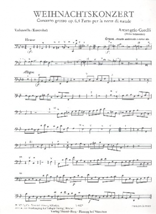 Concerto grosso g-Moll op.6,8 fr 2 Violinen, Violoncello und Streicher Cello / Ba
