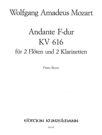 Andante fr eine Walze in eine kleine Orgel KV616 fr 2 Flten und 2 Klarinetten