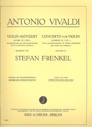 Konzert B-Dur op.4,1 fr Violine und Streicher fr Violine und Klavier
