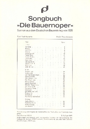 Die Bauernoper  Szenen aus dem Deutschen Bauernkrieg von 1525 Songbuch (= Klavierauszug)