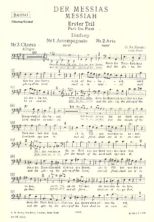 Der Messias HWV56 fr Soli, Chor und Orchester Chorstimme Bass (dt/en)