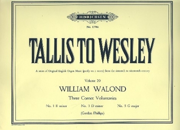 3 Cornet Voluntaries vol.1 for organ Tallis to Wesley