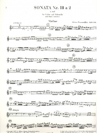 Sonata d-Moll Nr.3 a 2 fr Violine, Violoncello und Bc Violine