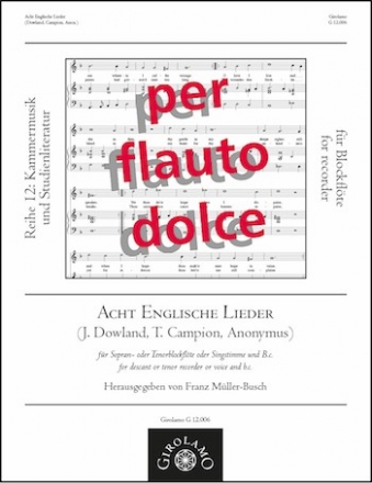 Acht englische Lieder fr Blockflte (S/T) oder Singstimme und Bc