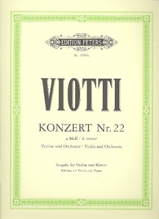 Konzert a-Moll Nr.22 fr Violine und Orchester fr Violine und Klavier