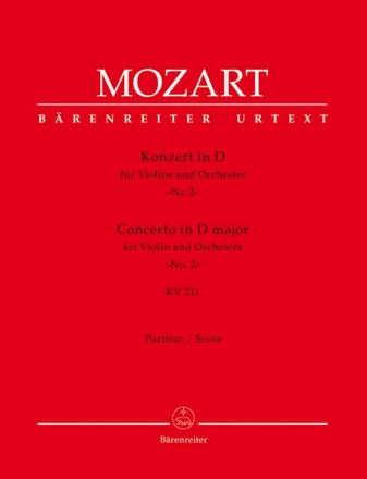 Konzert D-Dur KV211 fr Violine und Orchester Partitur