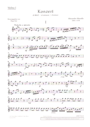 Konzert d-Moll fr Oboe (Violine), Streicher und Basso continuo (Cembalo/Orgel), Viol Einzelstimme - Violine I