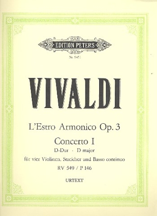 Concerto D-Dur op.3,1 RV549 P146 fr 4 Violinen, Streicher und Bc Partitur