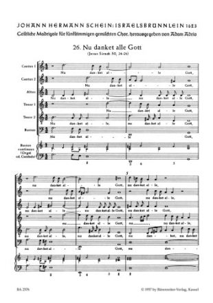 Nun danket alle Gott Nr.26 fr gem Chor (SSATTB) und Bc Chorpartitur (Bc nicht ausgsetzt)