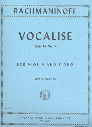 Vocalise op.34,14 for violin and piano