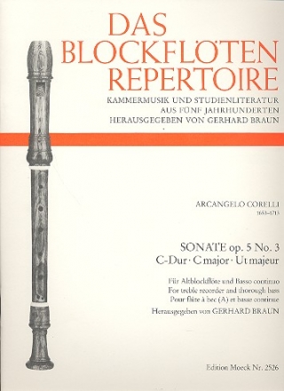 Sonate C-Dur op.5,3 fr Altblockflte und Bc
