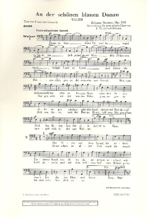 An der schnen blauen Donau op.314 fr gem Chor und Klavier Chorstimme Ba