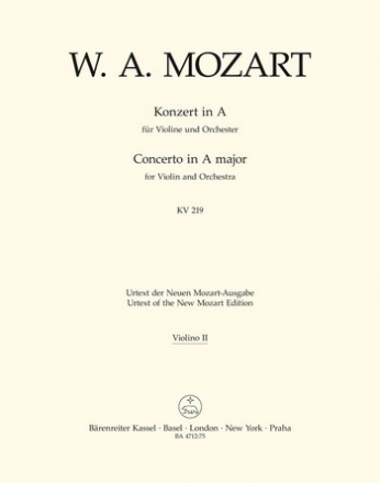 Konzert A-Dur KV219 fr Violine und Orchester Violine 2