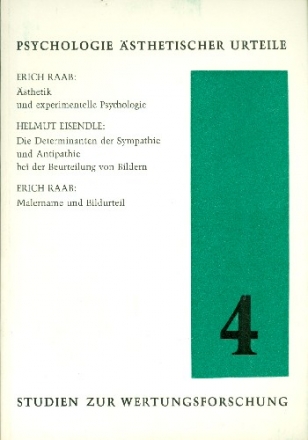 PSYCHOLOGIE AESTHETISCHER URTEILE STUDIEN ZUR WERTUNGSFORSCHUNG 4