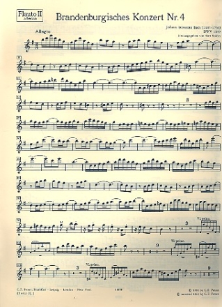 Brandenburgisches Konzert Nr.4 G-Dur BWV1049 für 2 Blockflöten, Violine, Cembalo und Streicher Blockflöte 2