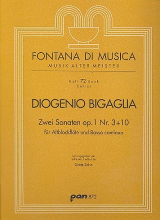 Sonate B-Dur op.1,3 und Sonate B-Dur op.1,10 fr Altblockflte und Bc