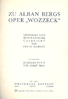 Zu Alban Bergs Oper Wozzeck szenische und musikalische bersicht