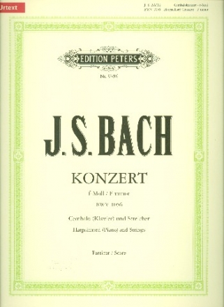 Konzert f-Moll BWV1056 fr Cembalo und Streichorchester Partitur