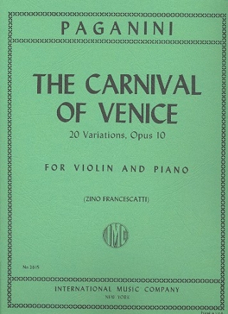 Carnival of Venice op.10 - 20 variations for violin and piano