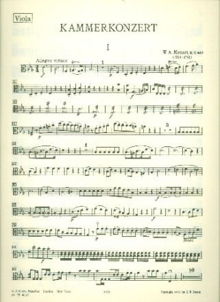 Konzert Es-Dur KV449 fr Klavier und Orchester Viola