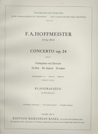 Konzert D-Dur op.24 fr Klavier und Orchester fr 2 Klaviere