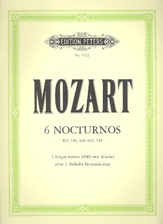 6 Nocturnos KV346, KV436-439 und KV549 fr 3 Stimmen und Klavier (Streicher ad lib) Partitur (dt/it)