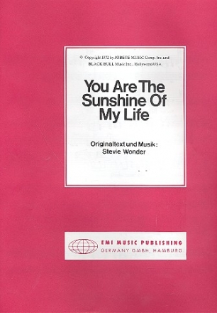 You are the Sunshine of my Life Gesang und Klavier Einzelausgabe