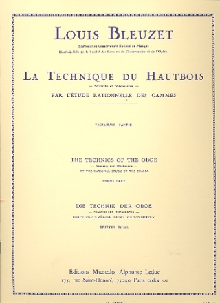 La technique de hautbois vol.3 arpges, detache par l'tudes rationelle des gammes