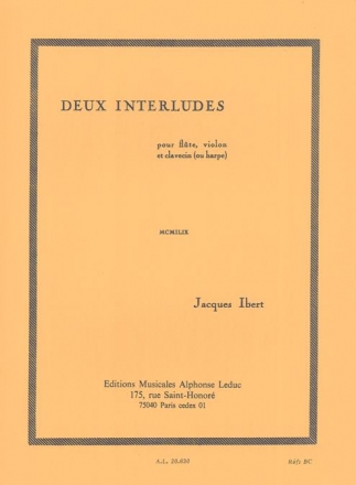 2 interludes pour flte, violon et clavecin (piano, harpe)