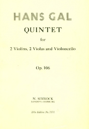 Quintett fr 2 Violinen, 2 Violen und Violoncello Studienpartitur