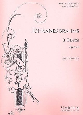 3 Duette op.20 fr Sopran, Alt und Klavier (dt/en/fr)