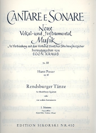 Rendsburger Tnze op.42 fr 4 Blockflten (SATB) Sopranblockflte