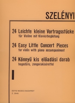 24 leichte kleine Vortragsstcke Band 1 fr Violine und Klavier