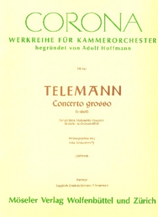 Concerto grosso h-Moll fr 2 Flten, Violoncello und Streicher Partitur (=Cembalo)