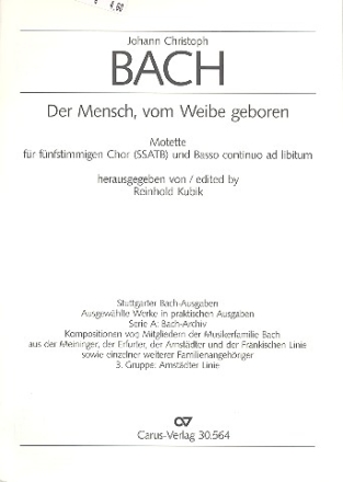 Der Mensch vom Weibe geboren fr gem Chor (SSATB) und Bc ad lib. Partitur (dt/en)