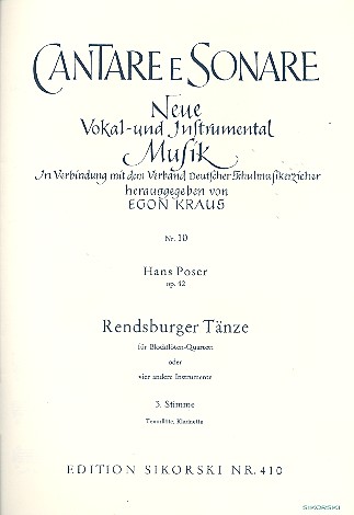 Rendsburger Tnze op.42 fr 4 Blockflten (SATB) Tenorblockflte