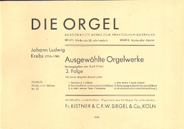 Ausgewhlte Orgelwerke Band 3 fr Blasinstrument und Orgel Partitur und Stimme