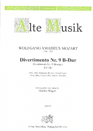Divertimento B-Dur Nr.9 KV240 fr Flte, Oboe, Klarinette, Horn und Fagott Stimmen