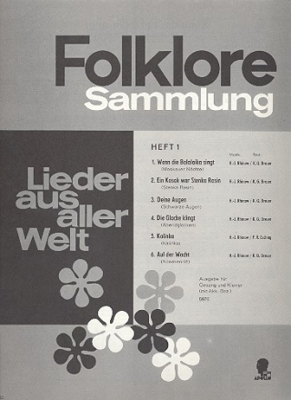 Folklore-Sammlung Band 1: Lieder aus aller Welt fr Gesang und Klavier (dt)