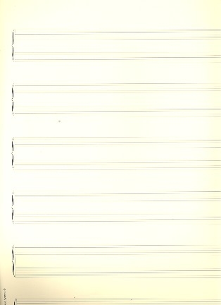 Notenpapier Quart-Format hoch 6x2 Systeme 27x34 cm ohne Hilfslinien Systeme Klavier-Solo (5 Bgen)