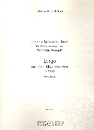 Largo aus dem Klavierkonzert f-Moll BWV1056 fr Klavier