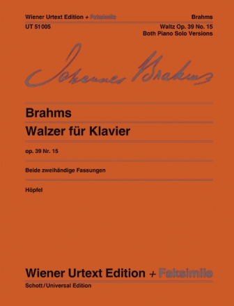 Walzer As-Durop.39,15 fr Klavier und die vom Komponisten erleichterte Fassung