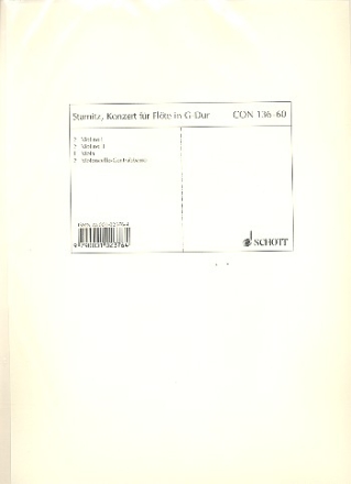 Konzert G-Dur op. 29 fr Flte und Streichorchester, 2 Oboen, 2 Hrner ad libitum Streicher-Ergnzungssatz - 2 Violinen I, 2 Violinen II, Viola, 2 Violo