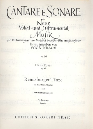 Rendsburger Tnze op.42 fr 4 Blockflten (SATB) Viola (Tenorstimme im Bratschenschlssel)