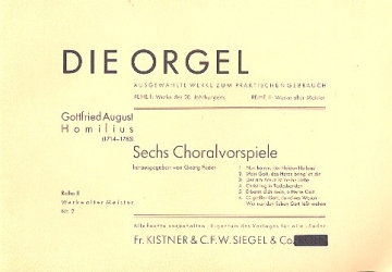 6 Choralvorspiele fr Orgel (pedaliter)