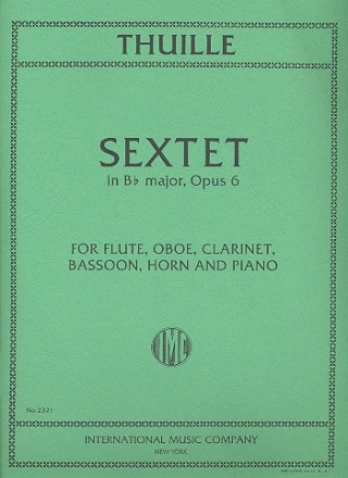 Sextet in Bb major op.6 for flute, oboe, clarinet,, bassoon, horn and piano score and parts