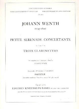 Petite srnade concertante fr 3 Klarinetten Partitur