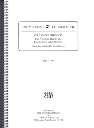 FULL ANTHEMS, HYMNS AND FRAGMENTARY VERSE ANTHEMS                SCORE EARLY ENGLISH CHURCH MUSIC