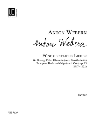 5 geistliche Lieder op.15 fr Sopran und 5 Instrumente Partitur (dt)