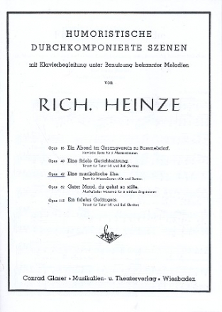 Eine musikalische Ehe op.42 fr Mezzosopran (Alt), Bariton und Klavier Verlagskopie